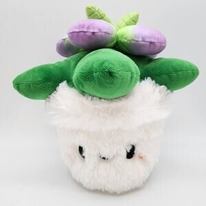 Squishable Succulent Plant Plush 9" Embroidered Eyes Purple Green Flower Pot Toy
